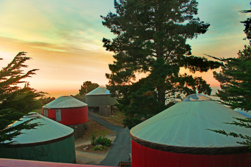 Unbelievable sunrise on Treebones property, yurt glamping in Big Sur along the California coast.
